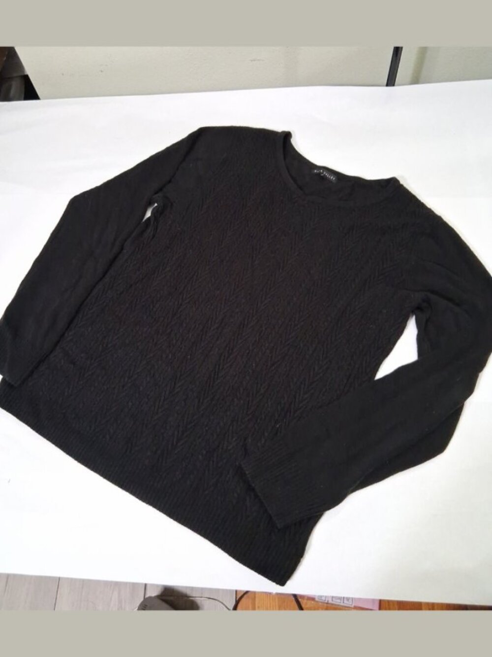 Napa Valley Classic Cable Knit Crew-Neck Sweater, Women's sz XL, Black